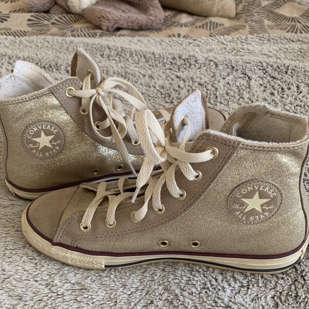 Converse gold glitter high tops